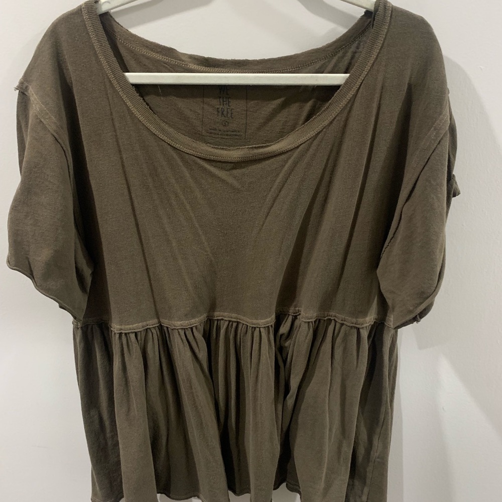 FREE PEOPLE ARMY GREEN TOP